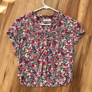 LF floral semi-crop blouse
